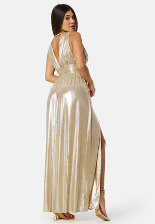 High slit metallic Gown
