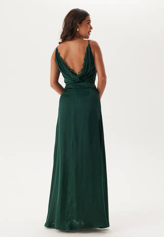 Drapy-Back Slit Satin Gown