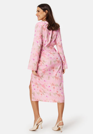 Drawstring L/S Midi Dress