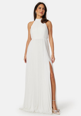 Pleated Halter Neck Wedding  Gown