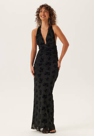 Flocked Halterneck Stretch Gown
