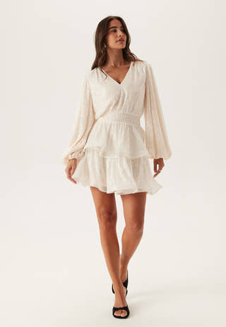 Flounce Balloon Sleeve Sequin Dress