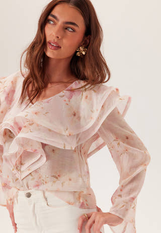 Flounce Sheer Blouse