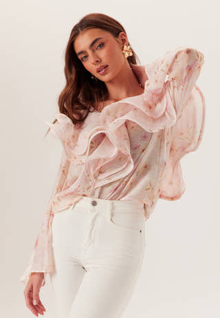 Flounce Sheer Blouse