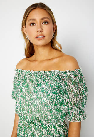 Freeda Printed off Shoulder Dress