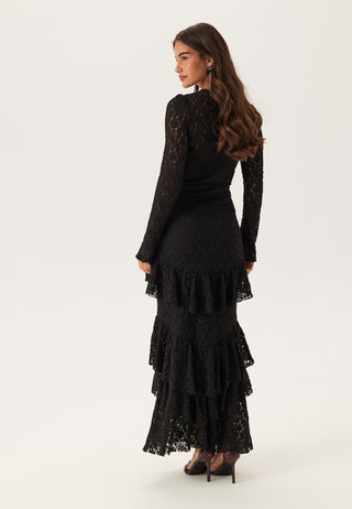 Frill Lace Long Sleeve Maxi Dress