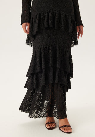Frill Lace Long Sleeve Maxi Dress