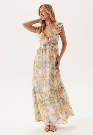 Frill Tie Back Maxi Dress