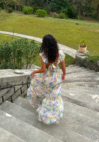 Frill Tie Back Maxi Dress