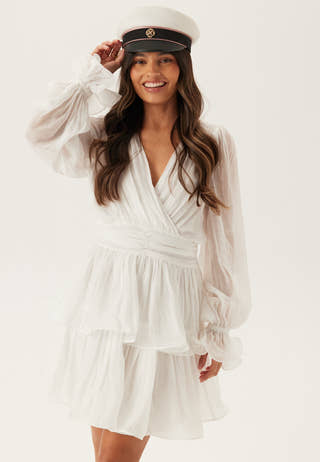 Frilled Balloon Sleeve Short Flounce Dress