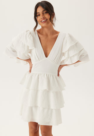 Frilled Sleeve Short Dress