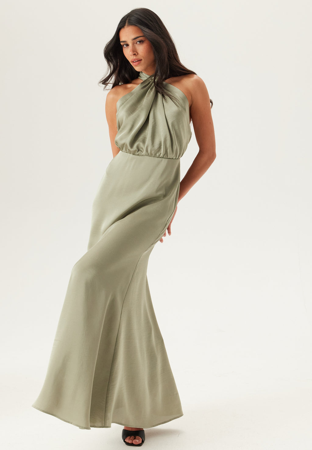 Bubbleroom occasion Halterneck Satin Gown Bridesmaid dresses Green Bubbleroom occasion Halterneck Satin Gown Bridesmaid dresses Green