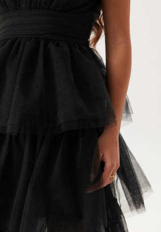 High Slit Tulle Maxi Dress