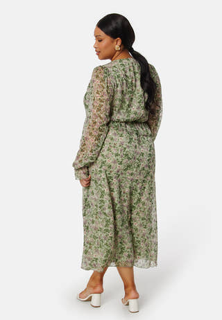 Frill L/S Chiffon Midi Dress