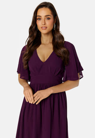 Butterfly Sleeve Chiffon Gown