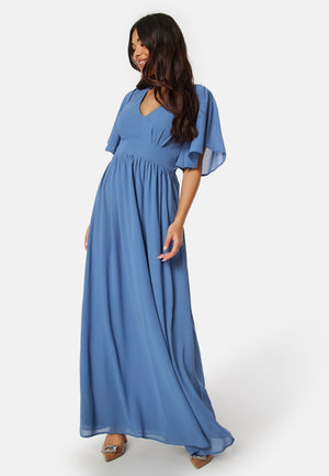 Butterfly Sleeve Chiffon Gown