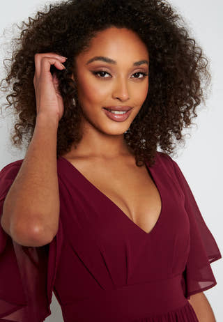 Butterfly Sleeve Chiffon Gown