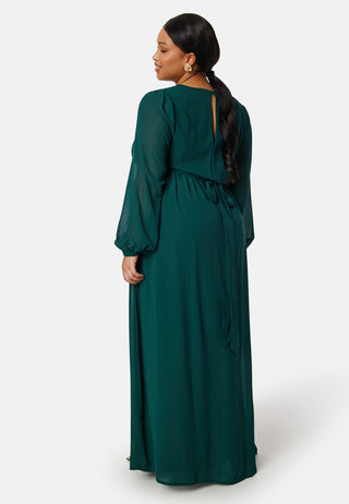 Long sleeve V-Neck Chiffon Gown