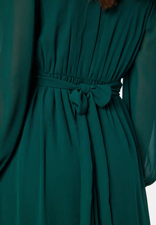 Long sleeve V-Neck Chiffon Gown