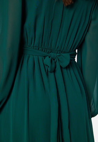 Long sleeve V-Neck Chiffon Gown