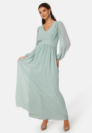 Long sleeve V-Neck Chiffon Gown