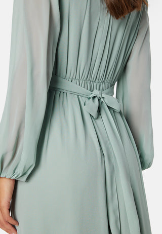 Long sleeve V-Neck Chiffon Gown