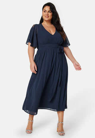 Butterfly Sleeve Midi Dress