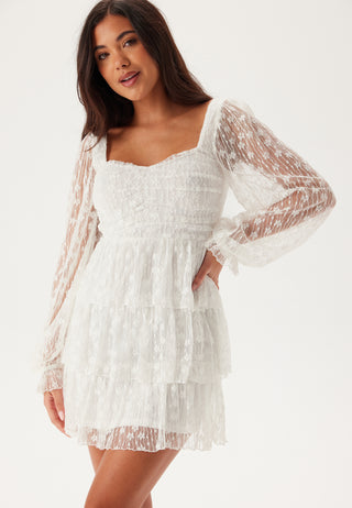 L/S Lace Frill Mini Dress