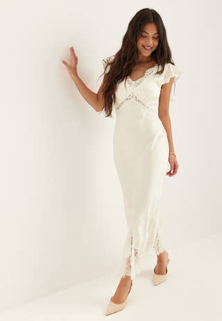 Lace Satin Maxi Dress