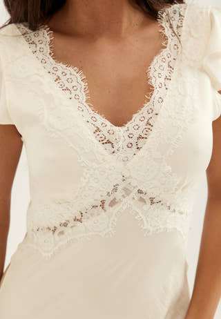 Lace Satin Maxi Dress