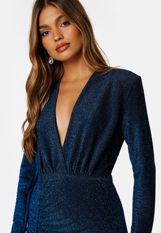 Sparkling Ruched Slit Gown