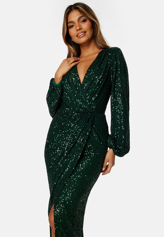 Sequin Wrap Gown