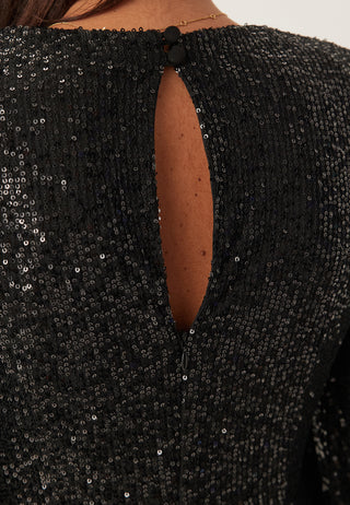 Long Sleeve Sequin Ankle Dress