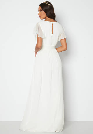 Butterfly Sleeve Pleated Wedding Gown