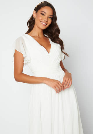 Butterfly Sleeve Pleated Wedding Gown