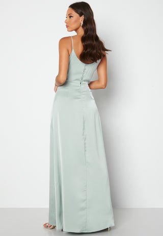 Waterfall High Slit Satin Gown