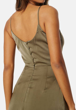 Waterfall High Slit Satin Gown