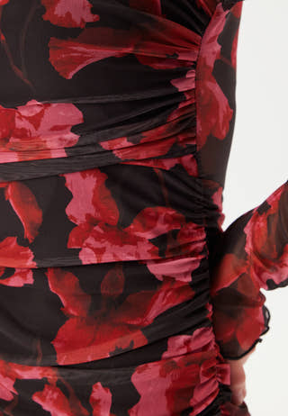 Mesh Ruched Short Dress