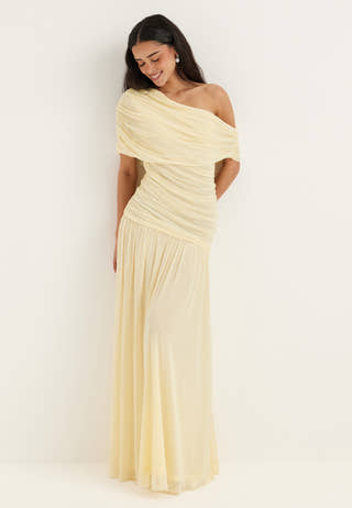 Off Shoulder Mesh Maxi Dress