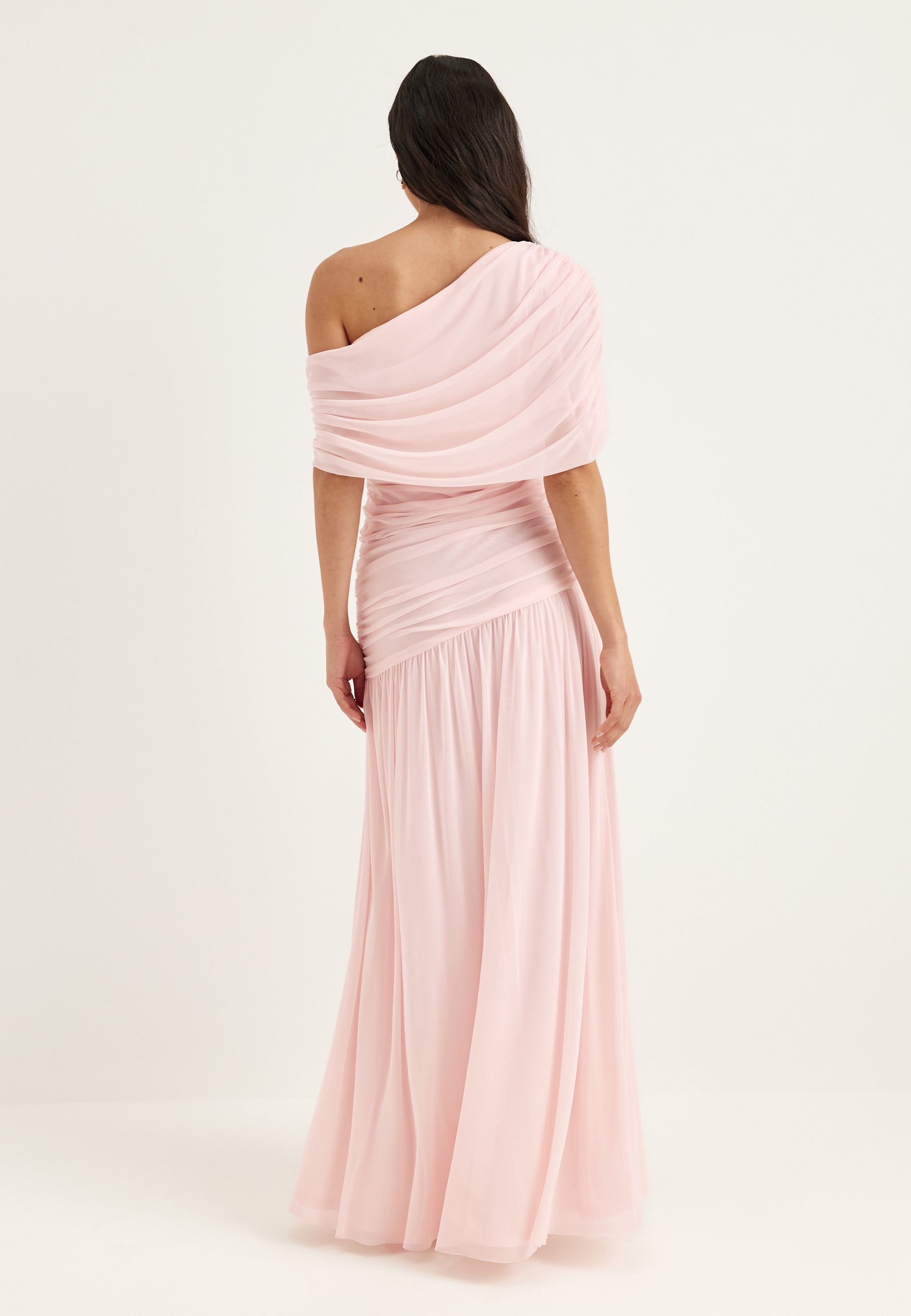 Moa mattsson x bubbleroom – Off Shoulder Mesh Maxi Dress – Bridesmaid  dresses – Pink