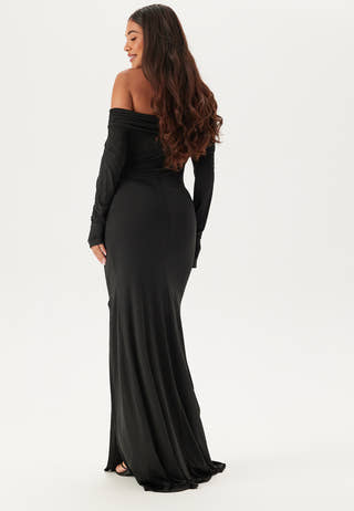 Asymmetric Off Shoulder Soft Gown