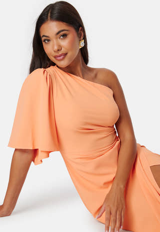 Ruched One Shoulder Midi Dress