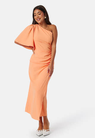 Ruched One Shoulder Midi Dress