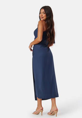 Ruched One Shoulder Midi Dress