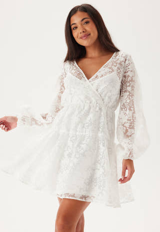 Overlap Balloon Sleeve Dress