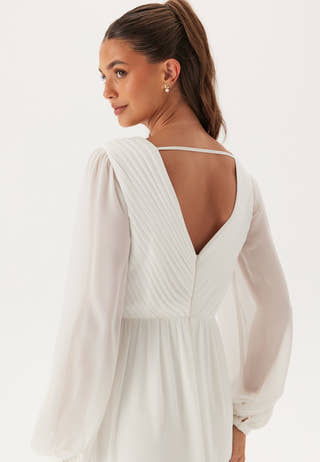 Pleated V-Neck Wedding Gown