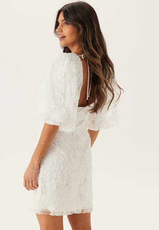 Puff Sleeve Embroidered Dress