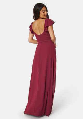 Butterfly Sleeve Draped Chiffon Gown