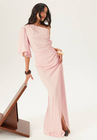 Ruched One Shoulder Gown