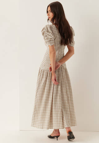 bubbleroom-occasion-ruched-puff-sleeve-ankle-dress-beigechecked_2